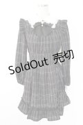 Secret Honey / サイド編み下げチェック長袖ワンピース  黒Ｘ白 T-25-11-28-015-CA-OP-SA-ZT