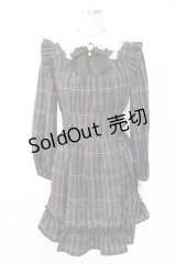 Secret Honey / サイド編み下げチェック長袖ワンピース  黒Ｘ白 T-25-11-28-015-CA-OP-SA-ZI