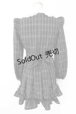 画像2: Secret Honey / サイド編み下げチェック長袖ワンピース  黒Ｘ白 T-25-11-28-015-CA-OP-SA-ZT