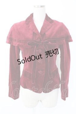 画像1: Jane Marple / ロイヤル別珍ケープ付きジャケット M ボルドー T-25-11-28-019-JM-JA-SA-ZT