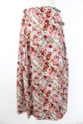 INGEBORG / チェック花柄キルト風スカート  サックス T-25-11-28-025-LO-SK-SA-ZI