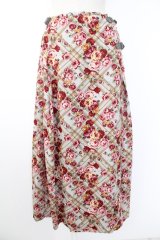 INGEBORG / チェック花柄キルト風スカート  サックス T-25-11-28-025-LO-SK-SA-ZI