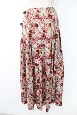 画像2: INGEBORG / チェック花柄キルト風スカート  サックス T-25-11-28-025-LO-SK-SA-ZI