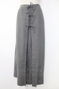 画像1: INGEBORG / フロントリボンスカート  グレー T-25-11-28-026-LO-SK-SA-ZI