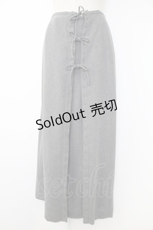 画像1: INGEBORG / フロントリボンスカート  グレー T-25-11-28-026-LO-SK-SA-ZI (1)