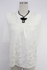 axes femme / オリエンタルチャイナジャカードブラウス  白 T-25-12-03-001-AX-BL-SA-ZI
