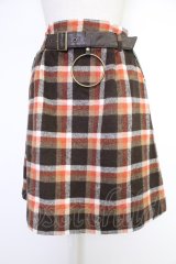 axes femme POETIQUE / ベルト付きチェックスカート  ブラウン T-25-12-03-038-AX-SK-SA-ZI