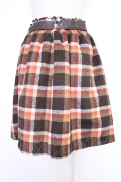 画像2: axes femme POETIQUE / ベルト付きチェックスカート  ブラウン T-25-12-03-038-AX-SK-SA-ZT