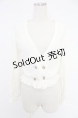 axes femme / バックレースアップルーズネックカーディガン  ホワイト T-25-12-03-004-AX-TO-SA-ZI