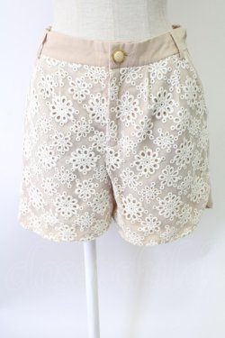 画像1: axes femme POETIQUE / オーガンジー刺繍ショートパンツ  ピンク T-25-12-03-043-AX-PA-SA-ZT