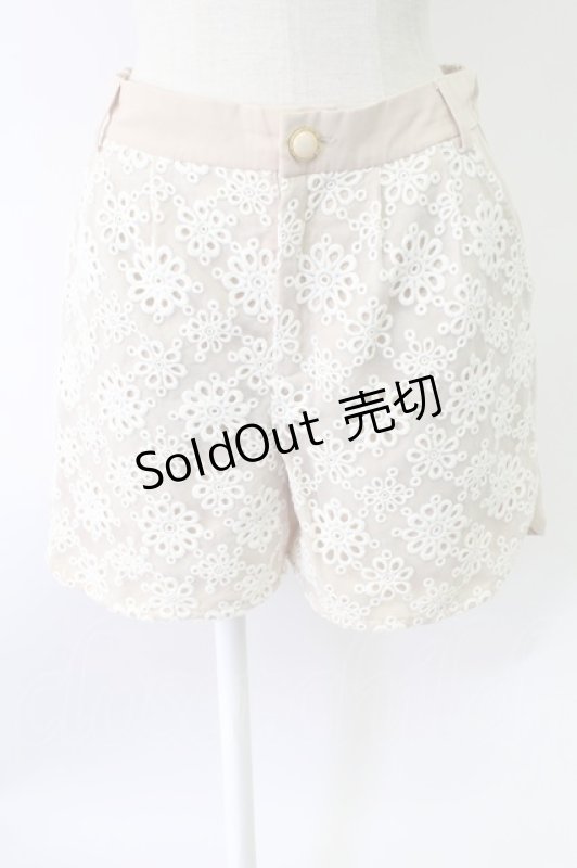 画像1: axes femme POETIQUE / オーガンジー刺繍ショートパンツ  ピンク T-25-12-03-043-AX-PA-SA-ZI (1)