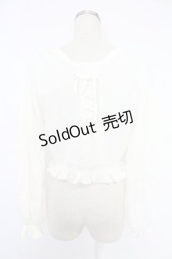 画像2: axes femme / バックレースアップルーズネックカーディガン  ホワイト T-25-12-03-004-AX-TO-SA-ZI