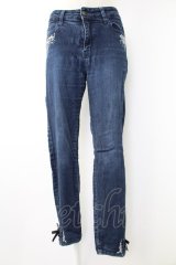 axes femme / 猫×時計刺繍デニムパンツ M インディゴ T-25-12-03-047-AX-PA-SA-ZI