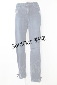 axes femme / 猫×時計刺繍デニムパンツ M インディゴ T-25-12-03-047-AX-PA-SA-ZI