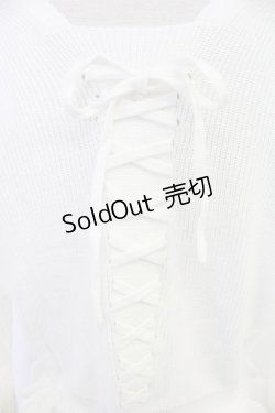 画像3: axes femme / バックレースアップルーズネックカーディガン  ホワイト T-25-12-03-004-AX-TO-SA-ZI