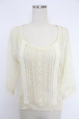 axes femme / レースライン半袖ニット M キナリ T-25-12-03-006-AX-TO-SA-ZI