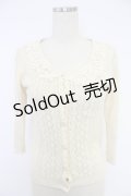 axes femme / モチーフレース襟透かし編みカーデ M キナリ T-25-12-03-007-AX-TO-SA-ZI