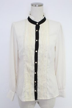 画像1: axes femme POETIQUE / レース切り替えブラウス  アイボリーＸ黒 T-25-12-03-010-AX-BL-SA-ZT