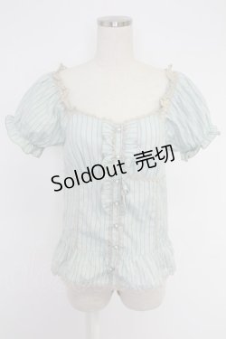 画像1: axes femme / 半袖パフスリーブブラウス  グリーン T-25-12-03-011-AX-BL-SA-ZT