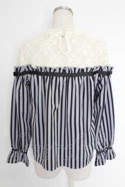 画像2: axes femme / レース切替レジメカットプルオーバー  ブルーＸ黒Ｘ生成り T-25-12-03-012-AX-TO-SA-ZT