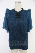 axes femme / ジャカードチャイナブラウス  青 T-25-12-03-017-AX-BL-SA-ZT