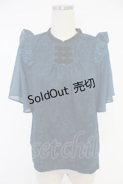 画像1: axes femme / ジャカードチャイナブラウス  青 T-25-12-03-017-AX-BL-SA-ZI