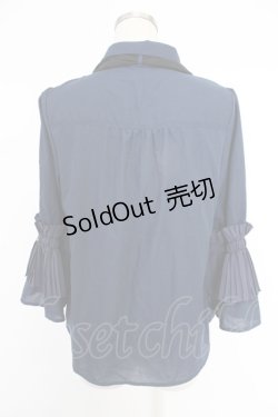 画像2: axes femme POETIQUE / 袖プリーツフリル使いブラウス  ネイビー T-25-12-03-019-AX-BL-SA-ZI