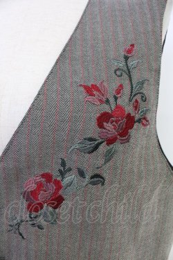 画像3: AXES-X / ローズ刺繍ヘリンボーンベスト XL クロ T-25-12-03-020-LO-TO-SA-ZT