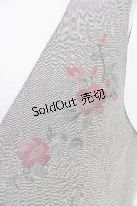 画像3: AXES-X / ローズ刺繍ヘリンボーンベスト XL クロ T-25-12-03-020-LO-TO-SA-ZI (3)