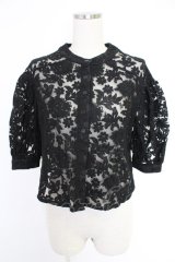 axes femme purple label / シアー花刺繍カーディガン M ブラック T-25-12-03-021-LO-TO-SA-ZI