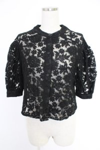 axes femme purple label / シアー花刺繍カーディガン M ブラック T-25-12-03-021-LO-TO-SA-ZI