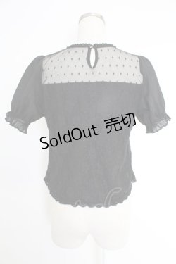 画像2: axes femme POETIQUE / ドットチュール&レース切り替え半袖トップス  黒 T-25-12-03-022-AX-TO-SA-ZI
