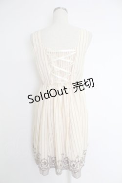 画像2: axes femme POETIQUE / アリス刺繍ストライプジャンパースカート  アイボリーＸブラウン T-25-12-03-025-AX-OP-SA-ZI