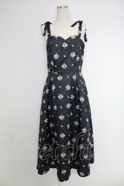 画像1: axes femme / ブーケ柄ドットワンピース  ネイビー T-25-12-03-033-AX-OP-SA-ZT