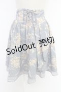 axes femme / 転写風フラワーレーススカート M ブルー T-25-12-03-034-AX-SK-SA-ZI