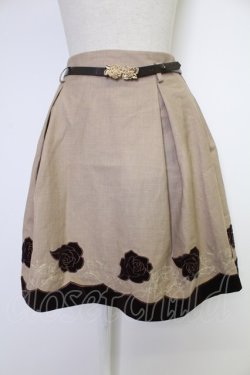 画像1: axes femme POETIQUE / 薔薇ベロア刺繍ミニスカート  ブラウン T-25-12-03-035-AX-SK-SA-ZT