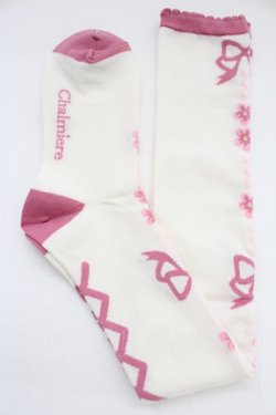 画像1: Chalmiere / フローラパールオーバーニー  ピンク T-25-12-04-006-LO-ZA-SA-ZT