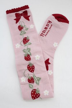 画像2: axes femme kawaii / いちご柄オーバーニー  ピンク T-25-12-04-007-AX-ZA-SA-ZT