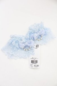 axes femme kawaii / ファンシーリボンお袖留め  サックス T-25-12-04-014-AX-ZA-SA-ZT