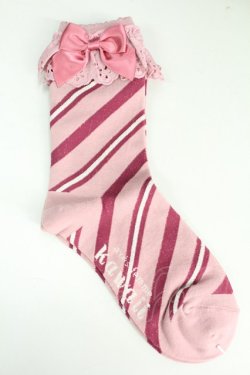 画像2: axes femme kawaii / ストライプクルー丈ソックス  ピンク T-25-12-04-002-AX-ZA-SA-ZT