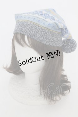 画像1: PINK HOUSE / ジャガードニット帽  ブルー T-25-12-04-028-LO-ZA-SA-ZT
