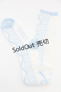 axes femme kawaii / レースアップ柄オーバーニー  サックス T-25-12-04-004-AX-ZA-SA-ZT434