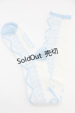 画像1: axes femme Kawaii / レースアップ柄オーバーニー  サックス T-25-12-04-004-AX-ZA-SA-ZT434