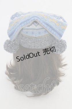 画像2: PINK HOUSE / ジャガードニット帽  ブルー T-25-12-04-028-LO-ZA-SA-ZT