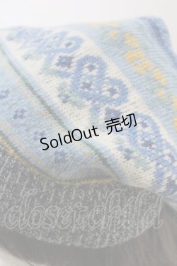 画像3: PINK HOUSE / ジャガードニット帽  ブルー T-25-12-04-028-LO-ZA-SA-ZT