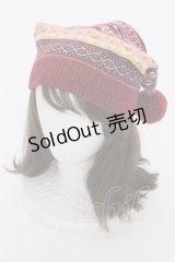 PINK HOUSE / ジャガードニット帽  レッド T-25-12-04-029-LO-ZA-SA-ZT