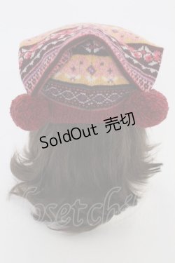 画像2: PINK HOUSE / ジャガードニット帽  レッド T-25-12-04-029-LO-ZA-SA-ZT