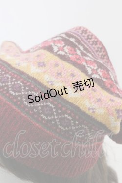 画像3: PINK HOUSE / ジャガードニット帽  レッド T-25-12-04-029-LO-ZA-SA-ZT