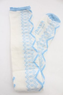 画像2: axes femme kawaii / レースアップ柄オーバーニー  サックス T-25-12-04-004-AX-ZA-SA-ZT