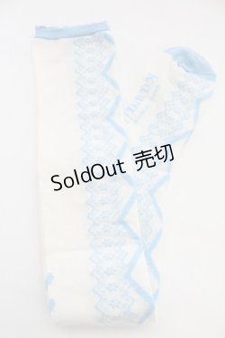 画像2: axes femme Kawaii / レースアップ柄オーバーニー  サックス T-25-12-04-004-AX-ZA-SA-ZT434